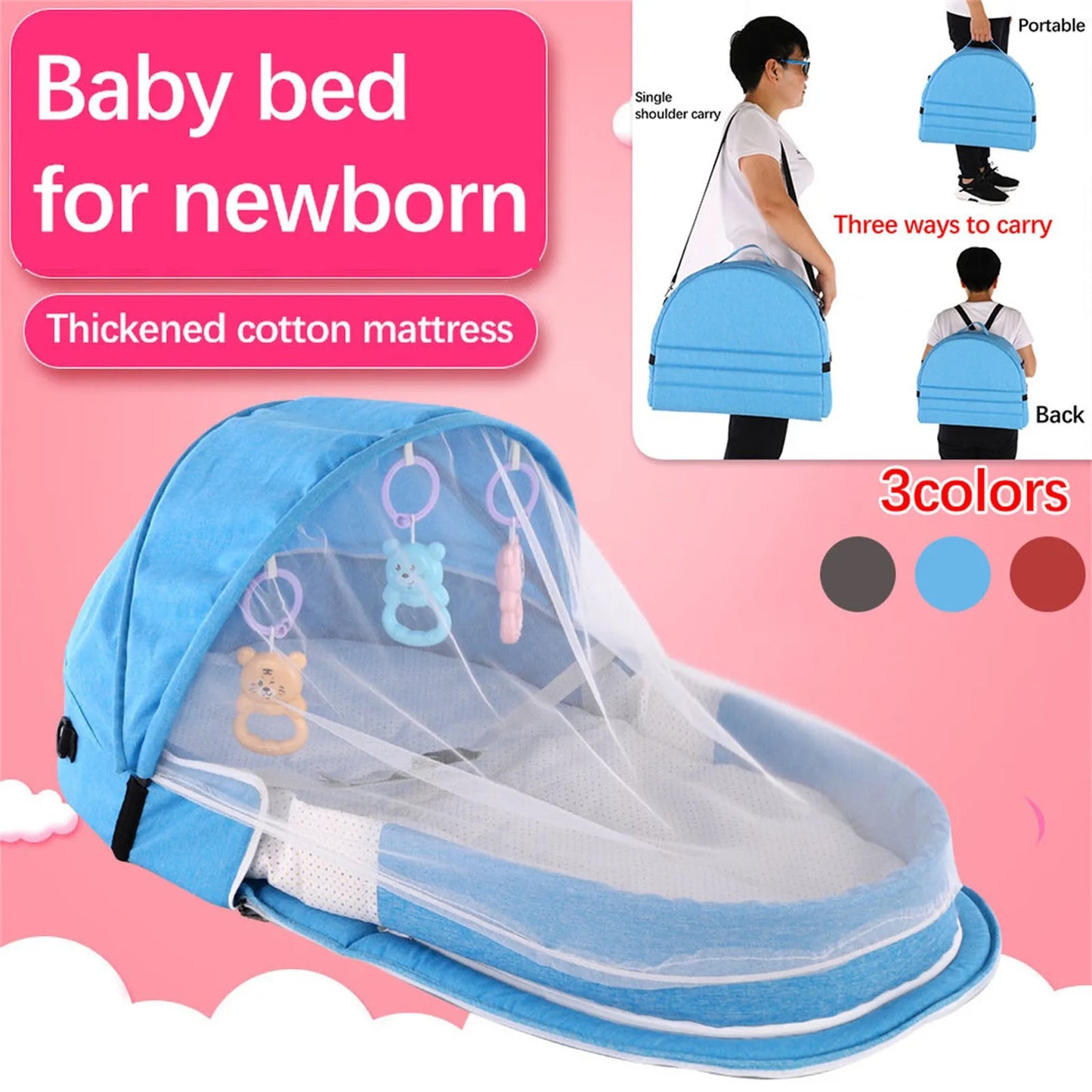 Baby Bed Folding Portable Baby Crib With Net