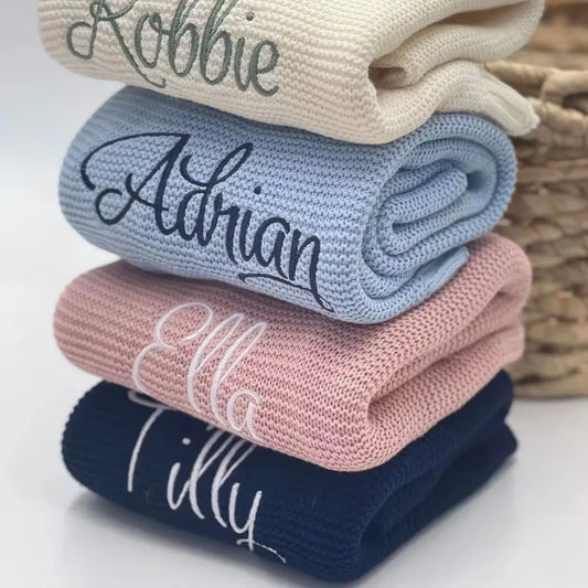 Personalized Kid Name Baby Blanket Embroidered